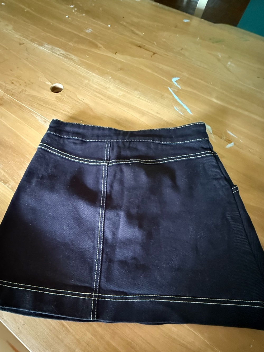 Zara Black Mini Skirt with Contrast White Topstitching